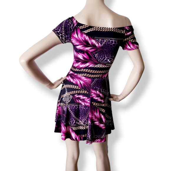 Chainlink, Floral & Leopard Print Off Shoulder Dress - Picture 7 of 8